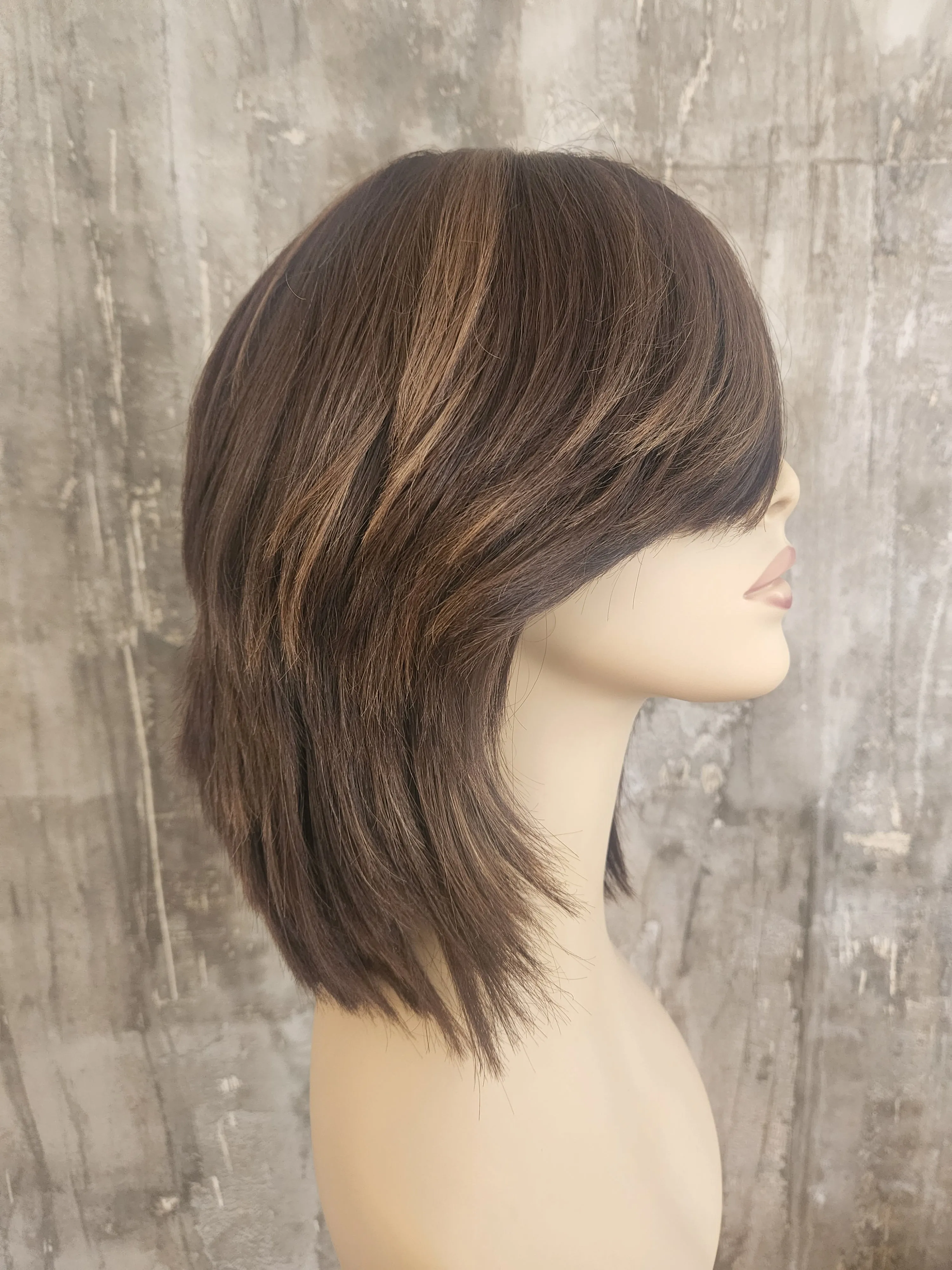 100% EUROPEAN NATURAL HUMAN HAIR 15" HIGHLIGHTED BROWN 8 LYR-014