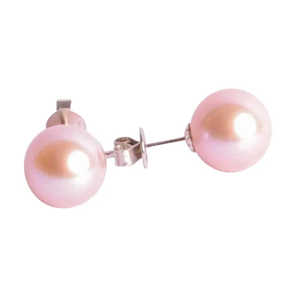 14K Gold 9 mm Lavender Pearl Earrings