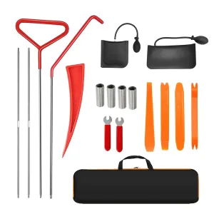 18-piece car emergency kit with window wedge, air wedge bag pump,