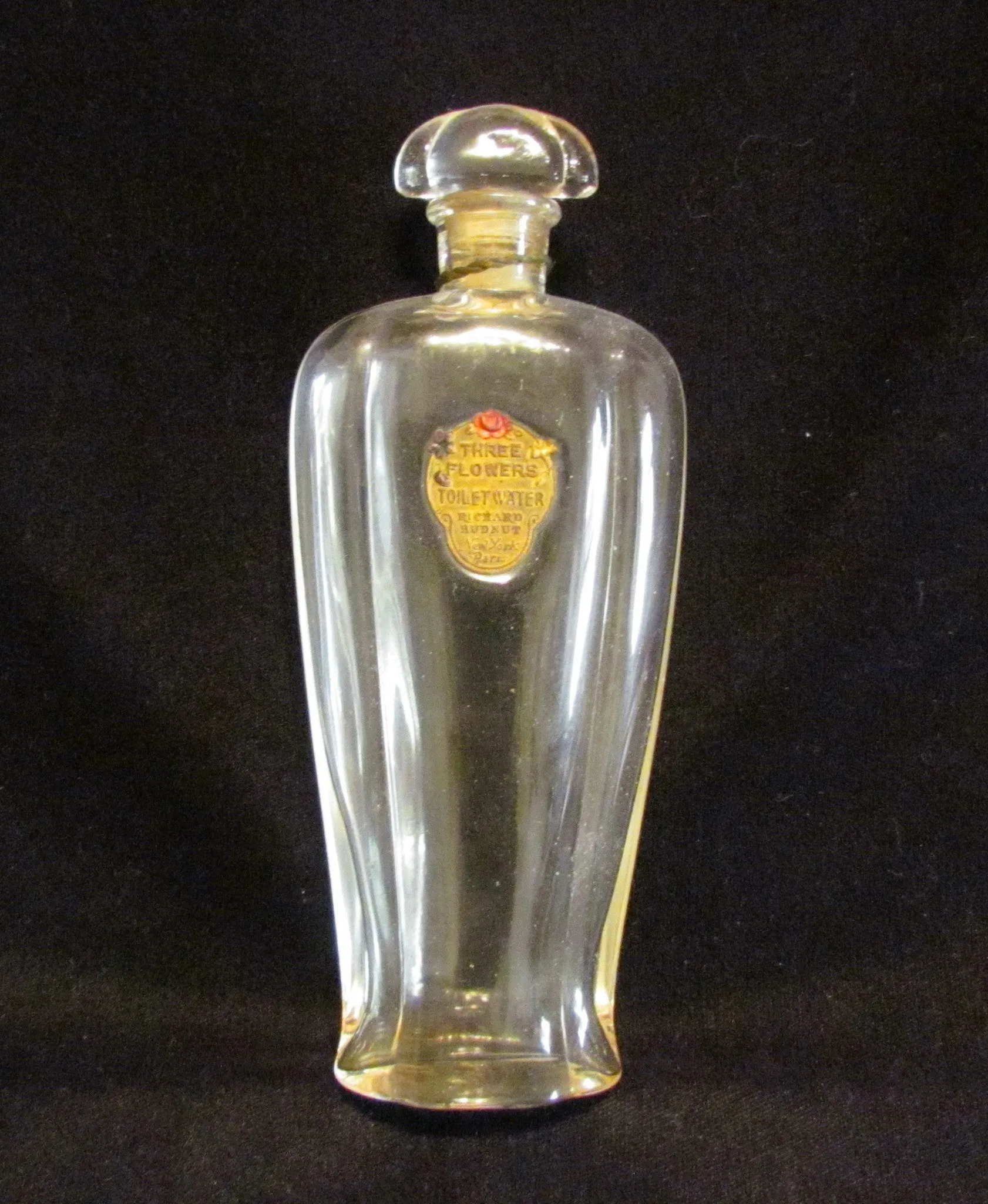 1910's Perfume Bottle Richard Hudnut Three Flowers Antique Glass Bottle