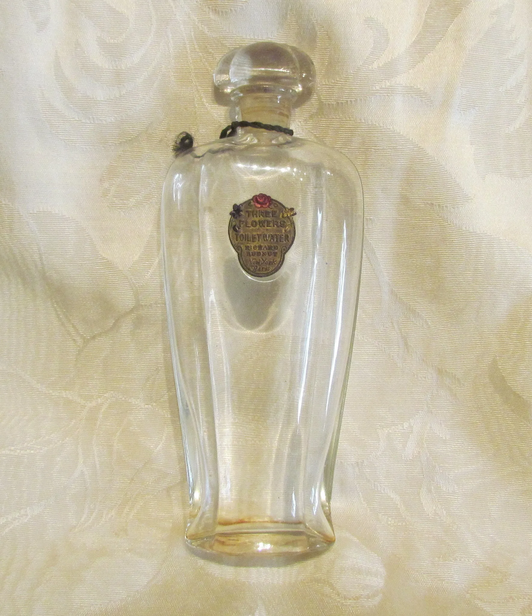 1910's Perfume Bottle Richard Hudnut Three Flowers Antique Glass Bottle