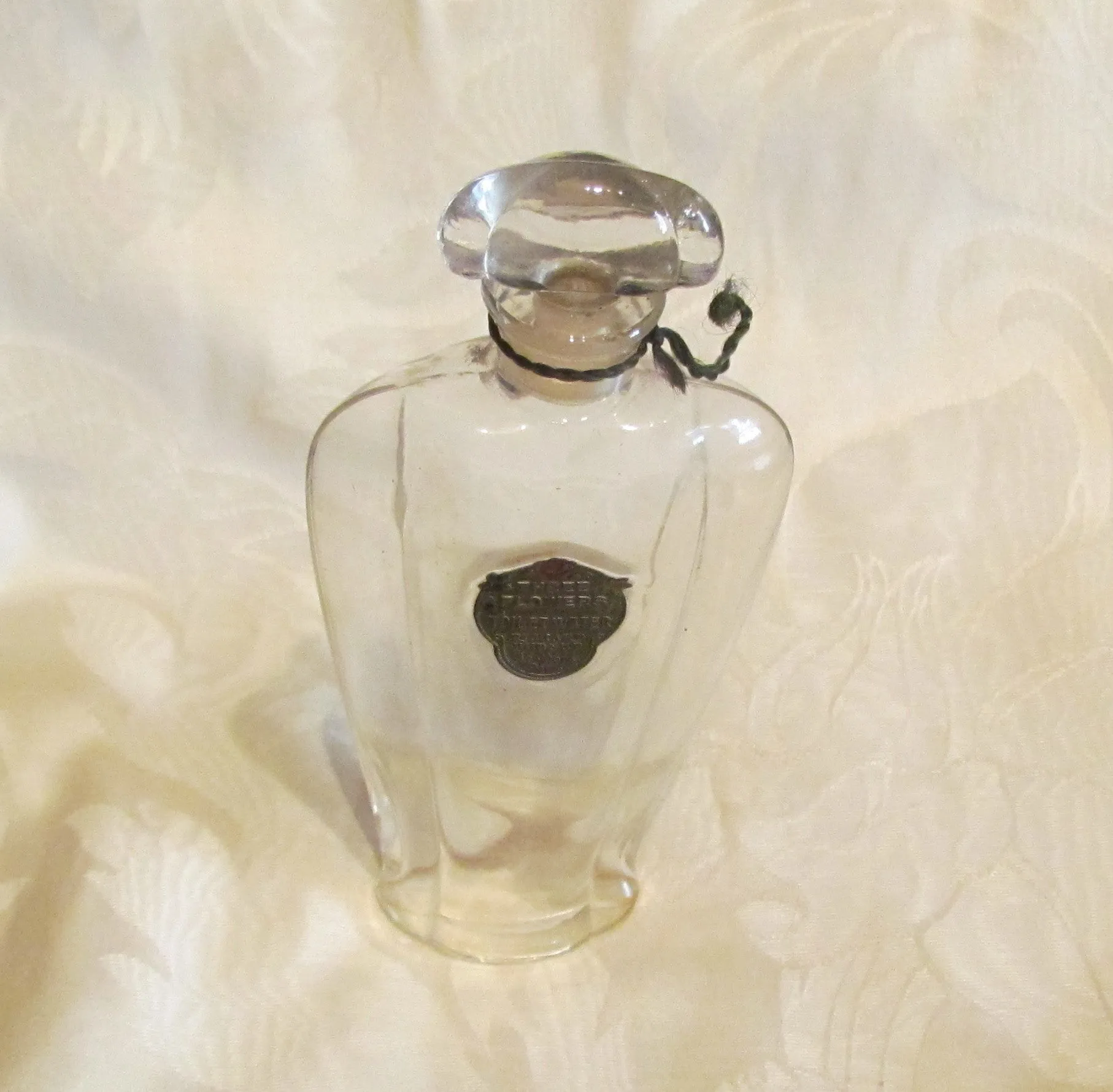 1910's Perfume Bottle Richard Hudnut Three Flowers Antique Glass Bottle