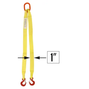 1"x3' (2 ply) Double Leg Nylon Sling w/ Master Link & Sling Hook