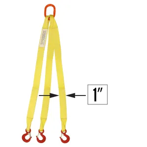 1"x5' (1 ply) Triple Leg Nylon Sling w/ Master Link & Sling Hook