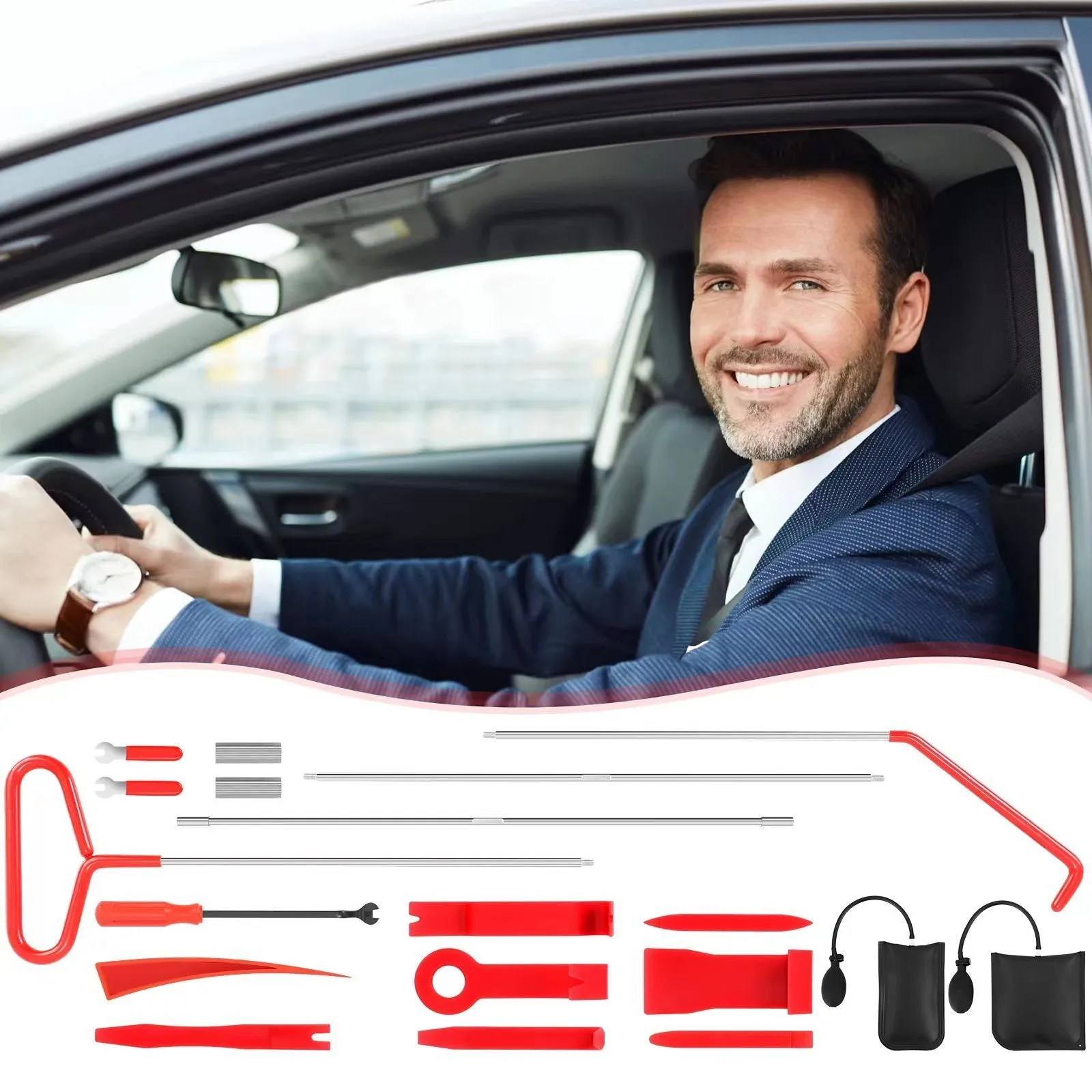 24 stainless steel long distance car emergency key hook red