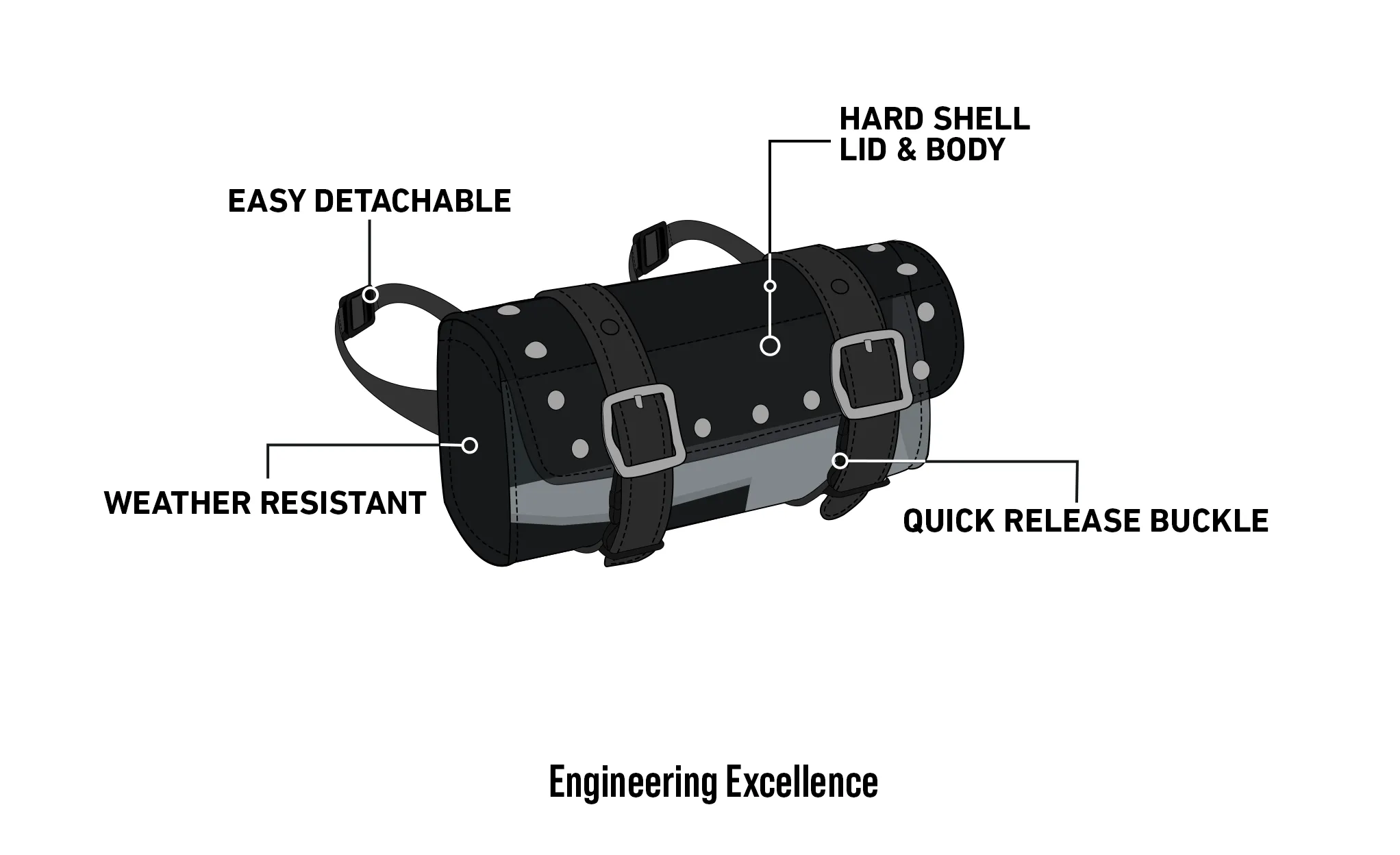 2L - Armor Studded Yamaha Leather Motorcycle Fork Bag