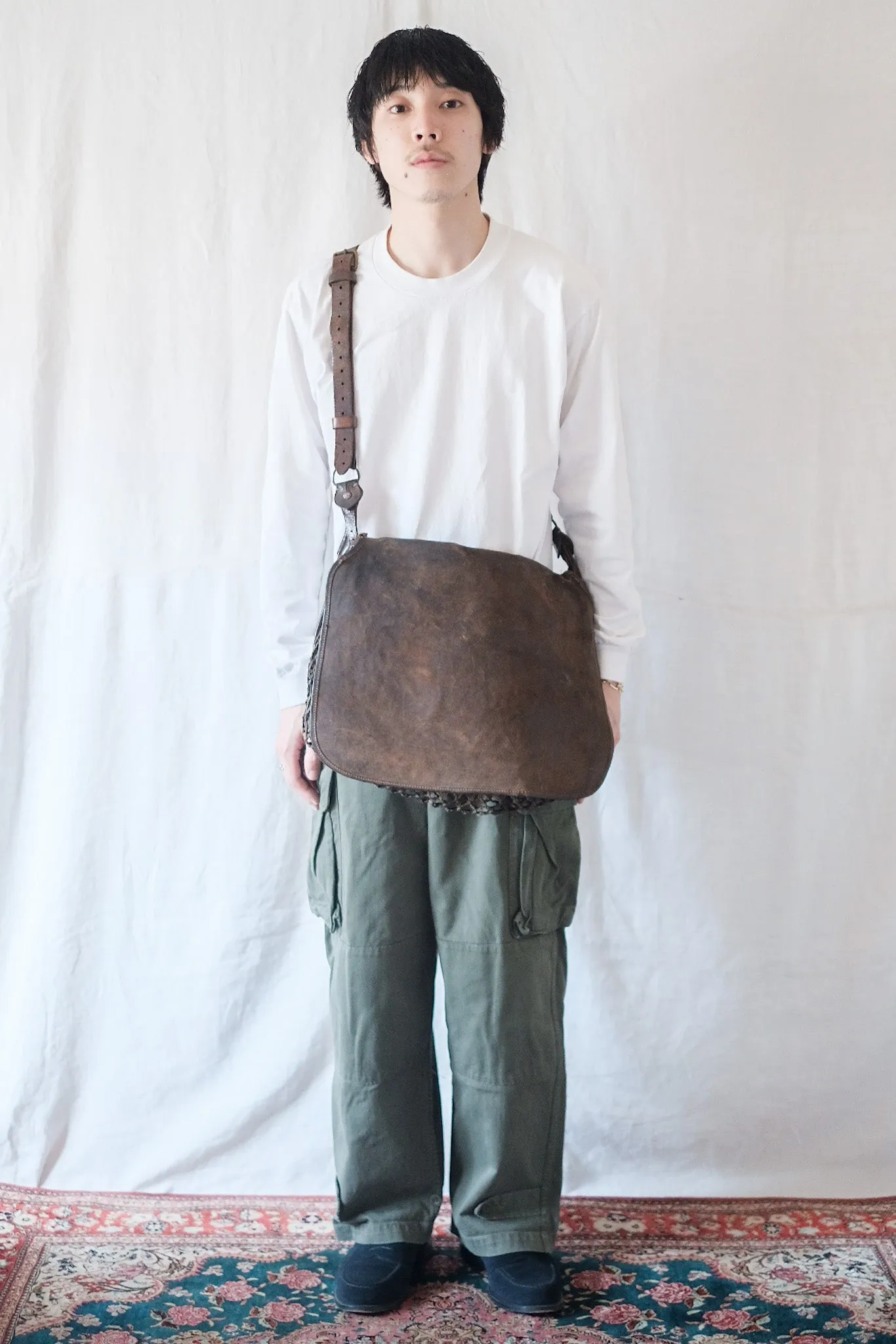 【~30's】French Vintage Fishing Leather Bag