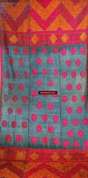 544 SOLD Gorgeous Rare Antique Swat Valley Bridal Phulkari Shawl