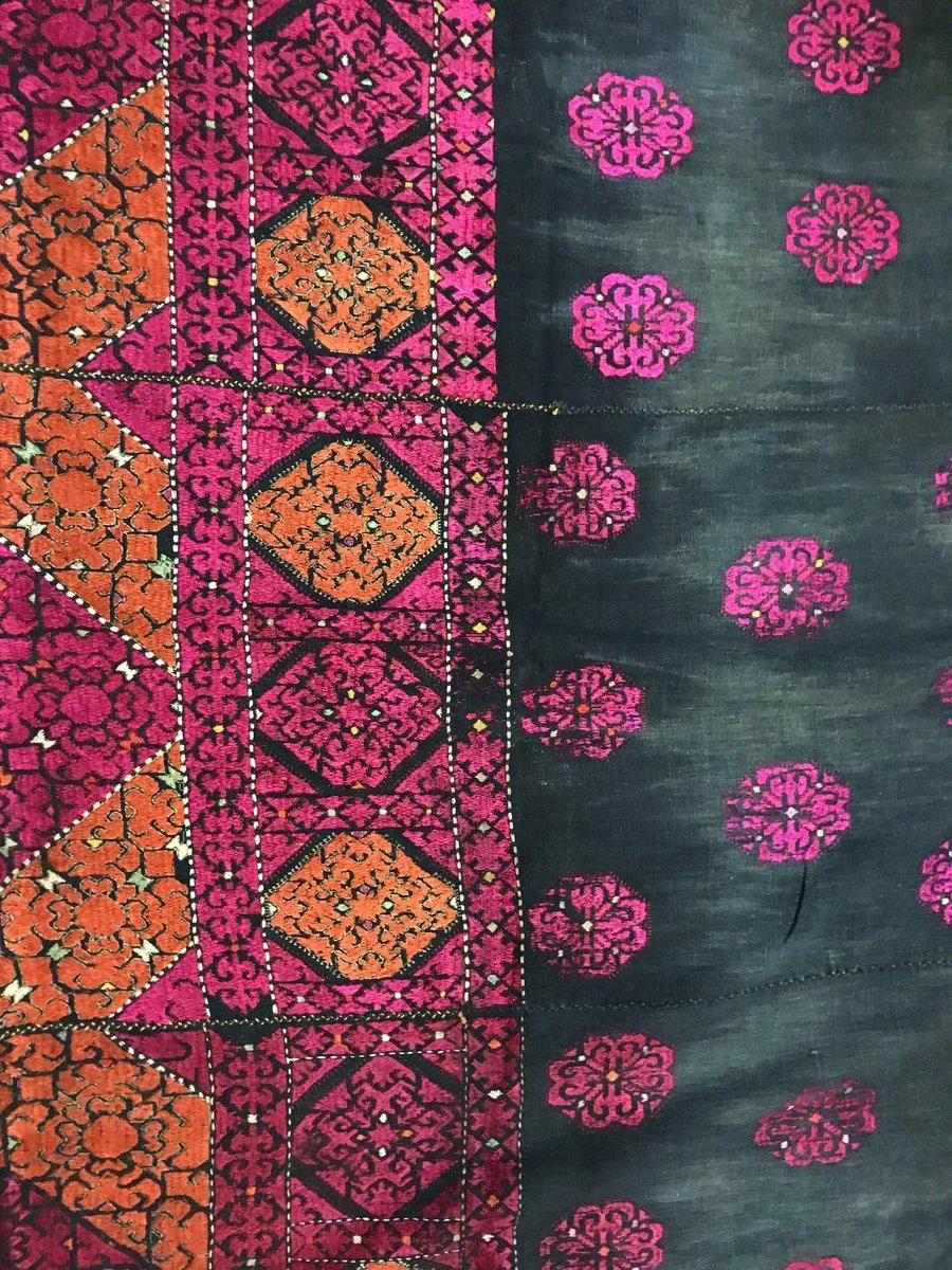544 SOLD Gorgeous Rare Antique Swat Valley Bridal Phulkari Shawl