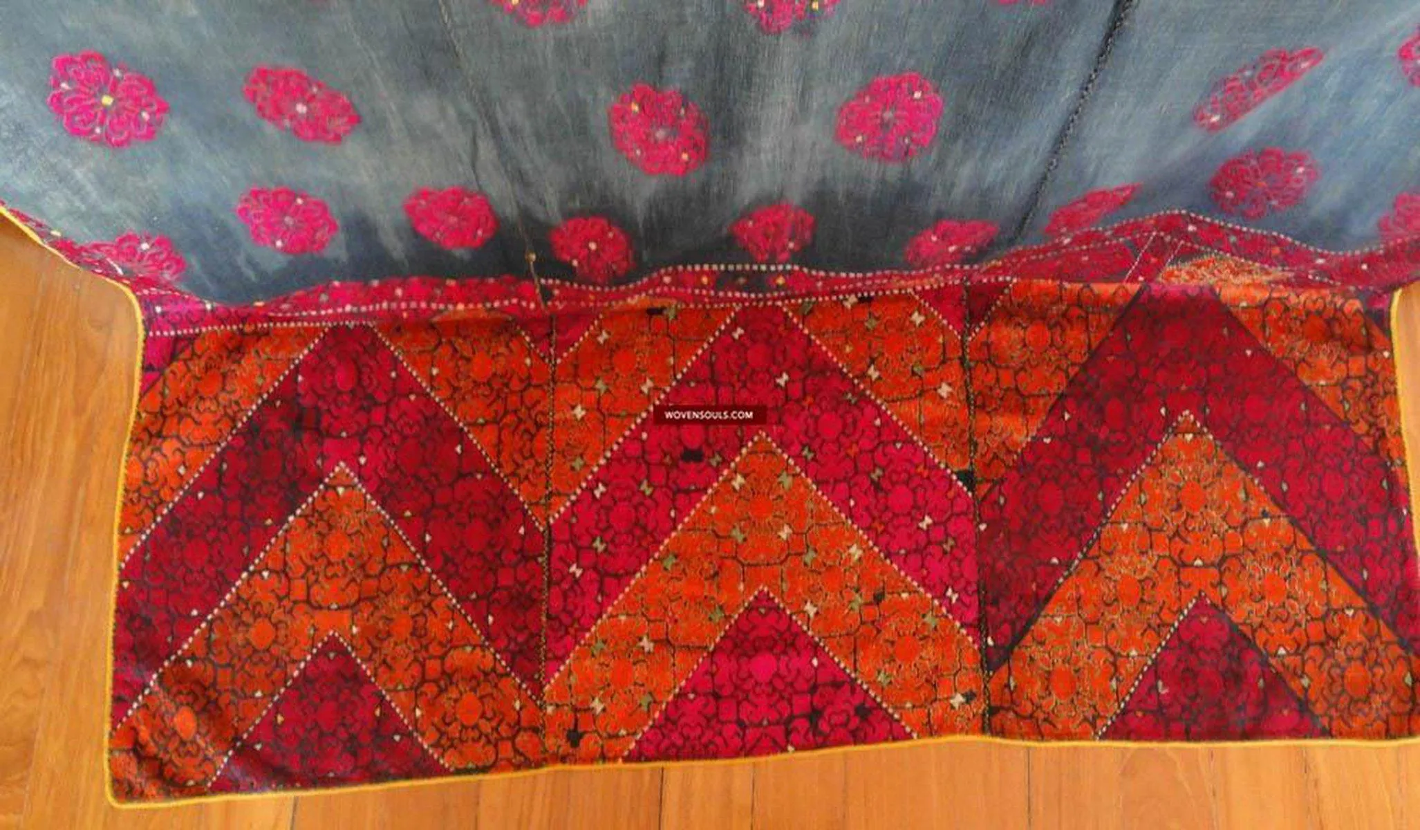 544 SOLD Gorgeous Rare Antique Swat Valley Bridal Phulkari Shawl