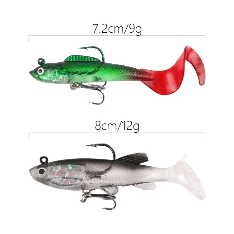 5pcs Roadrunner Soft Lures Leadheads Luminous Lures(Red Luminous Reel Tail)