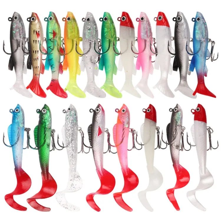 5pcs Roadrunner Soft Lures Leadheads Luminous Lures(Red Luminous Reel Tail)