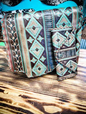 ACD Wallet 1109 Navajo & Turquoise Crackle leather