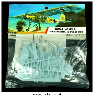 Airfix Fiesler Storch Fi 156 A 1:72 Scale Kit. Vintage Red Stripe Bag.