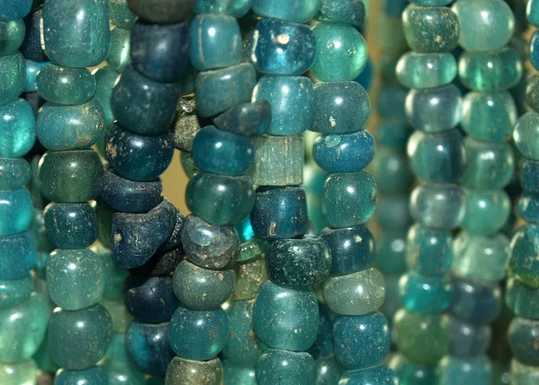 Ancient Cambodian Glass Beads, Aqua Green