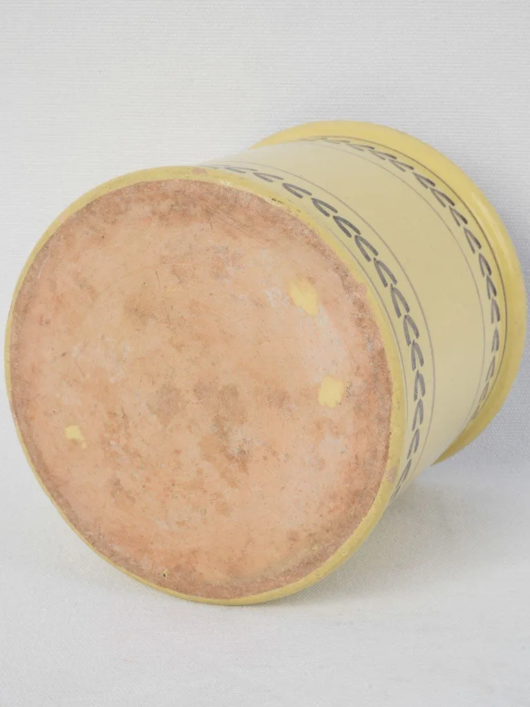 Antique French Tabac pot - yellow 6¾"