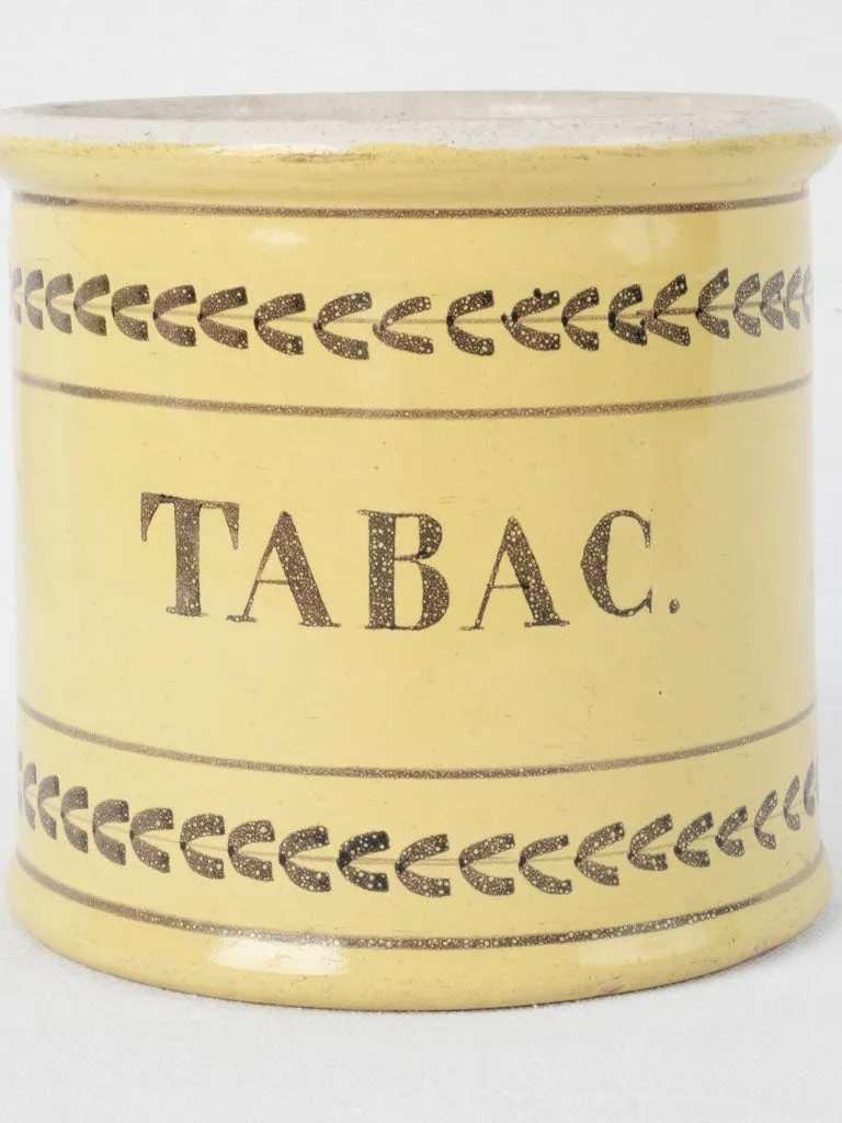 Antique French Tabac pot - yellow 6¾"