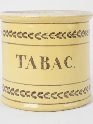 Antique French Tabac pot - yellow 6¾"