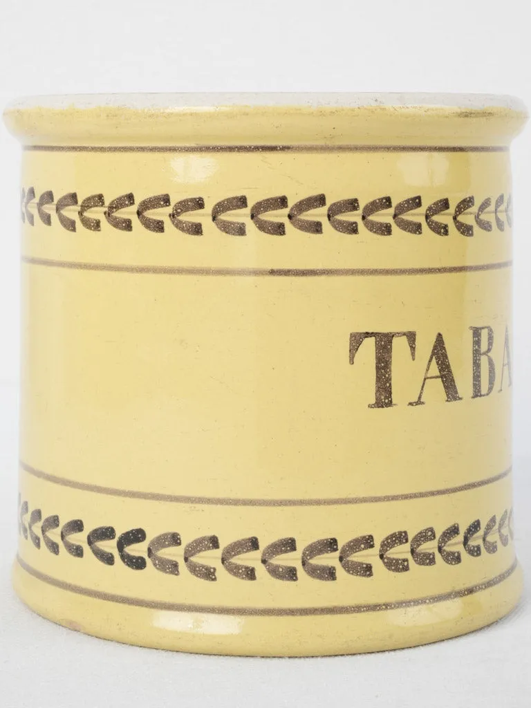 Antique French Tabac pot - yellow 6¾"