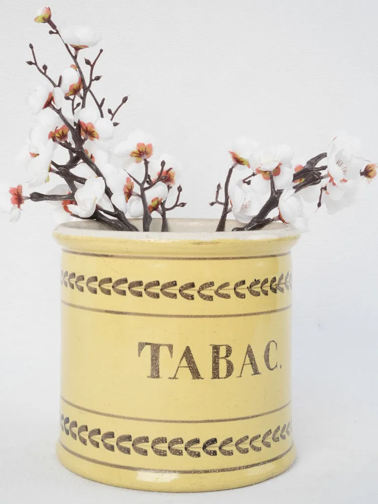 Antique French Tabac pot - yellow 6¾"