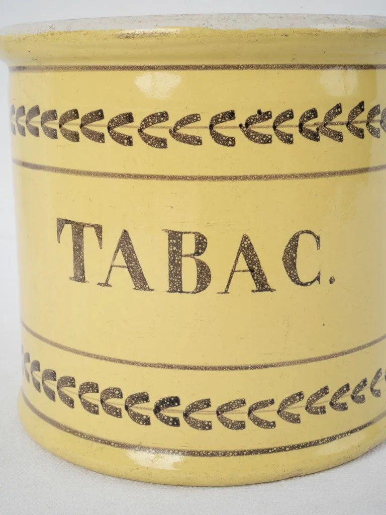 Antique French Tabac pot - yellow 6¾"