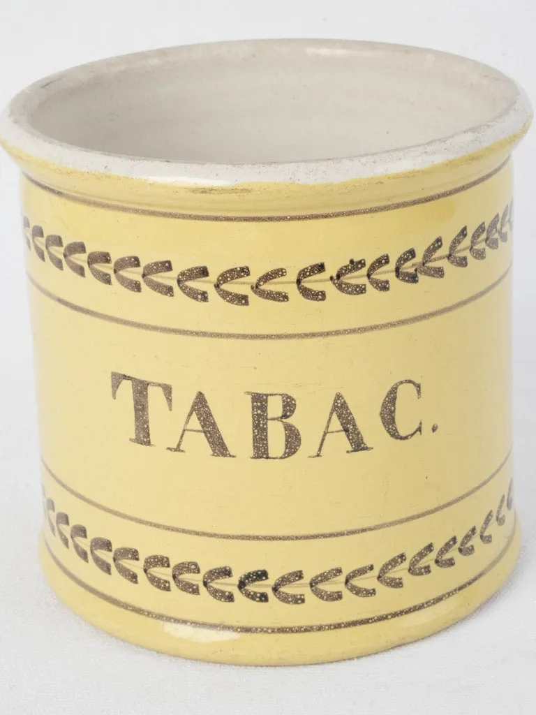 Antique French Tabac pot - yellow 6¾"