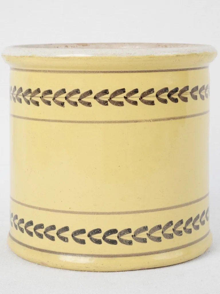 Antique French Tabac pot - yellow 6¾"