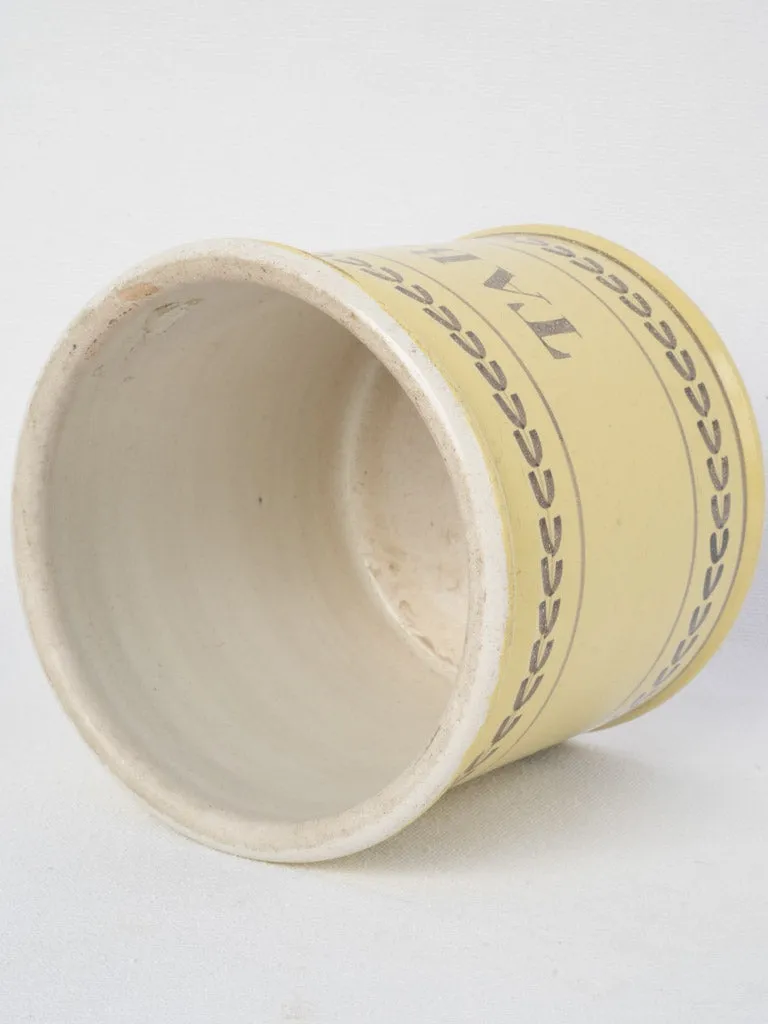 Antique French Tabac pot - yellow 6¾"