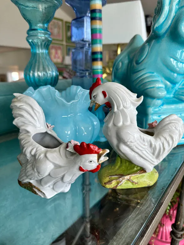 Antique Rooster Copadimonte Planter, 2 AVAILABLE, EACH SOLD SEPARATELY