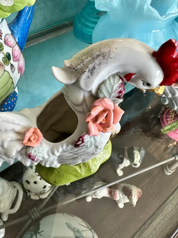 Antique Rooster Copadimonte Planter, 2 AVAILABLE, EACH SOLD SEPARATELY