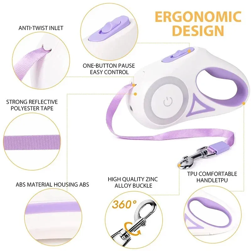 Automatic Retractable Luminous Dog Walking Rope