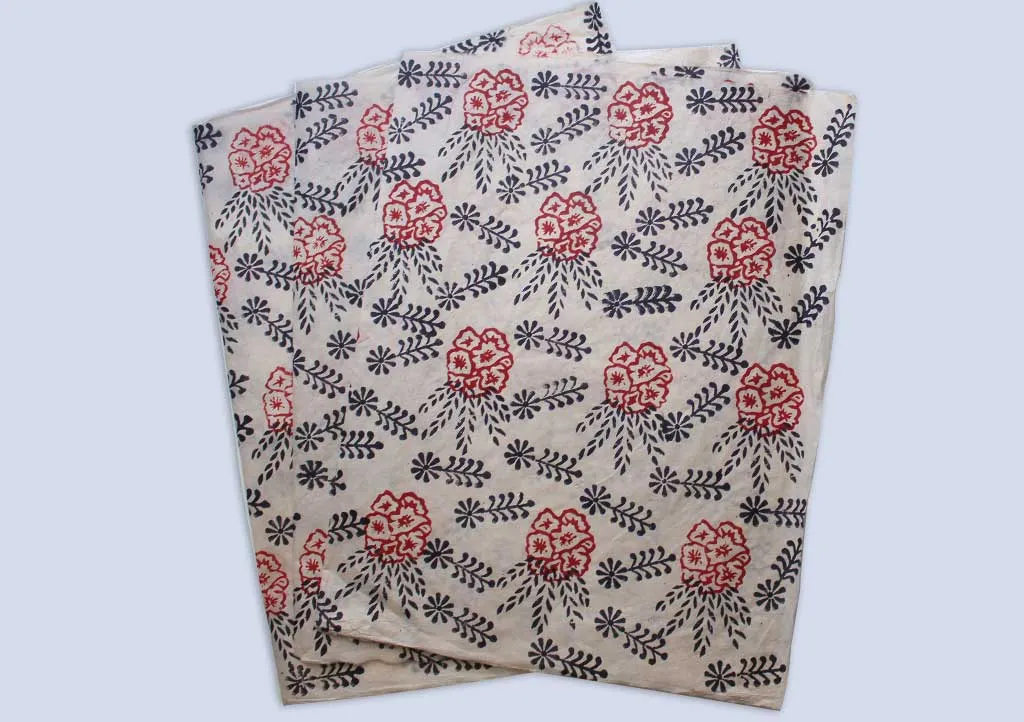Beautiful Flower Printed Lokta Paper Handmade Wrapping Sheets