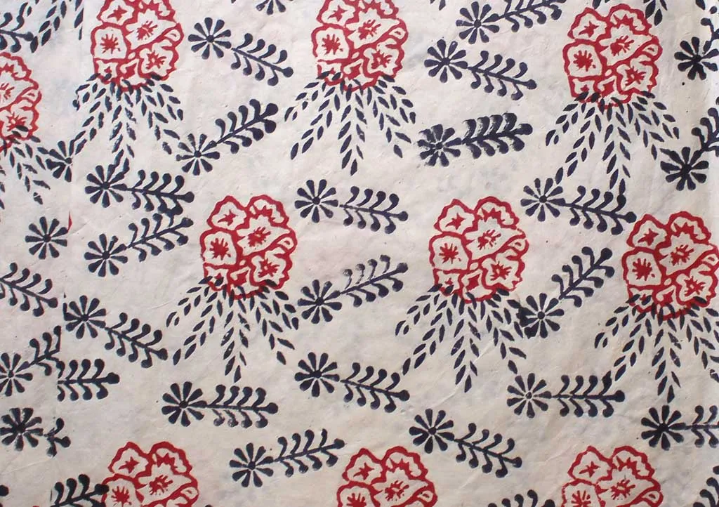 Beautiful Flower Printed Lokta Paper Handmade Wrapping Sheets
