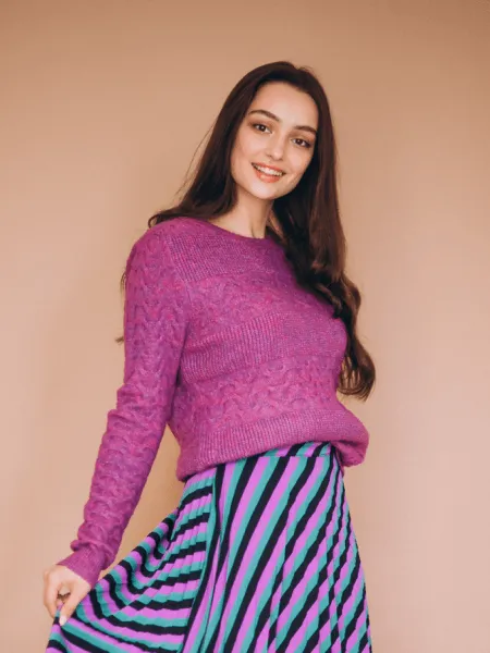 Beautiful Woman Purple Sweater
