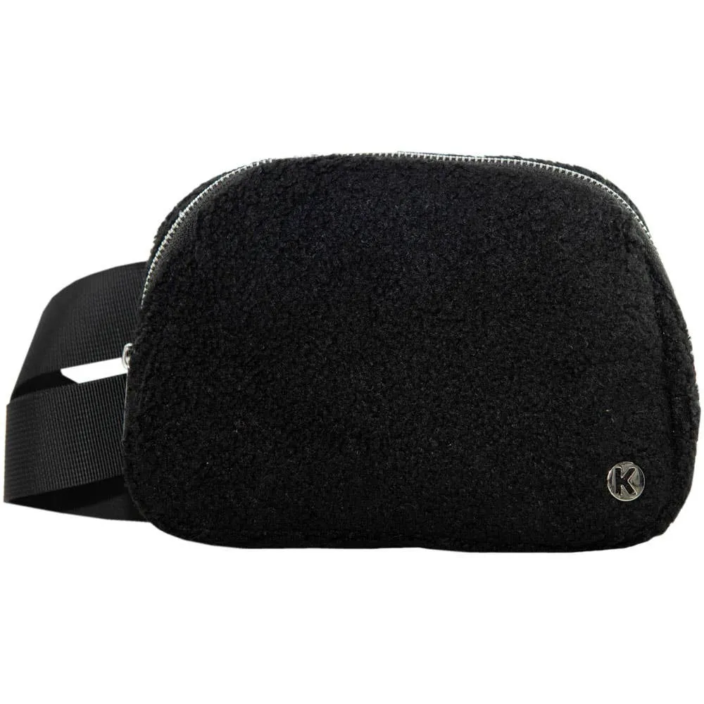 Black Sherpa Crossbody Sling Belt Bag