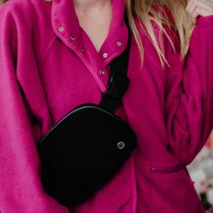 Black Sherpa Crossbody Sling Belt Bag