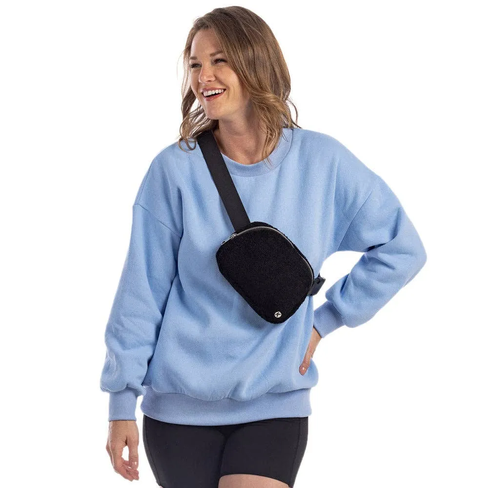 Black Sherpa Crossbody Sling Belt Bag