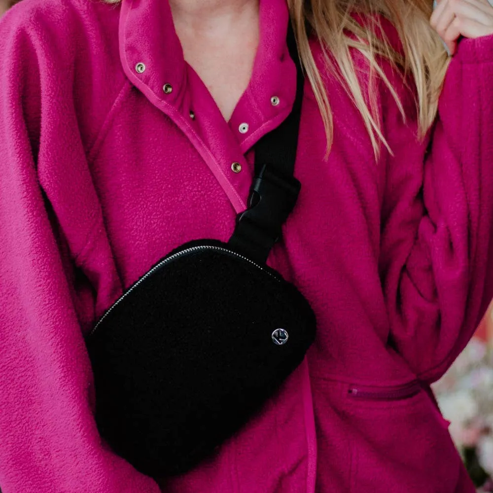 Black Sherpa Crossbody Sling Belt Bag