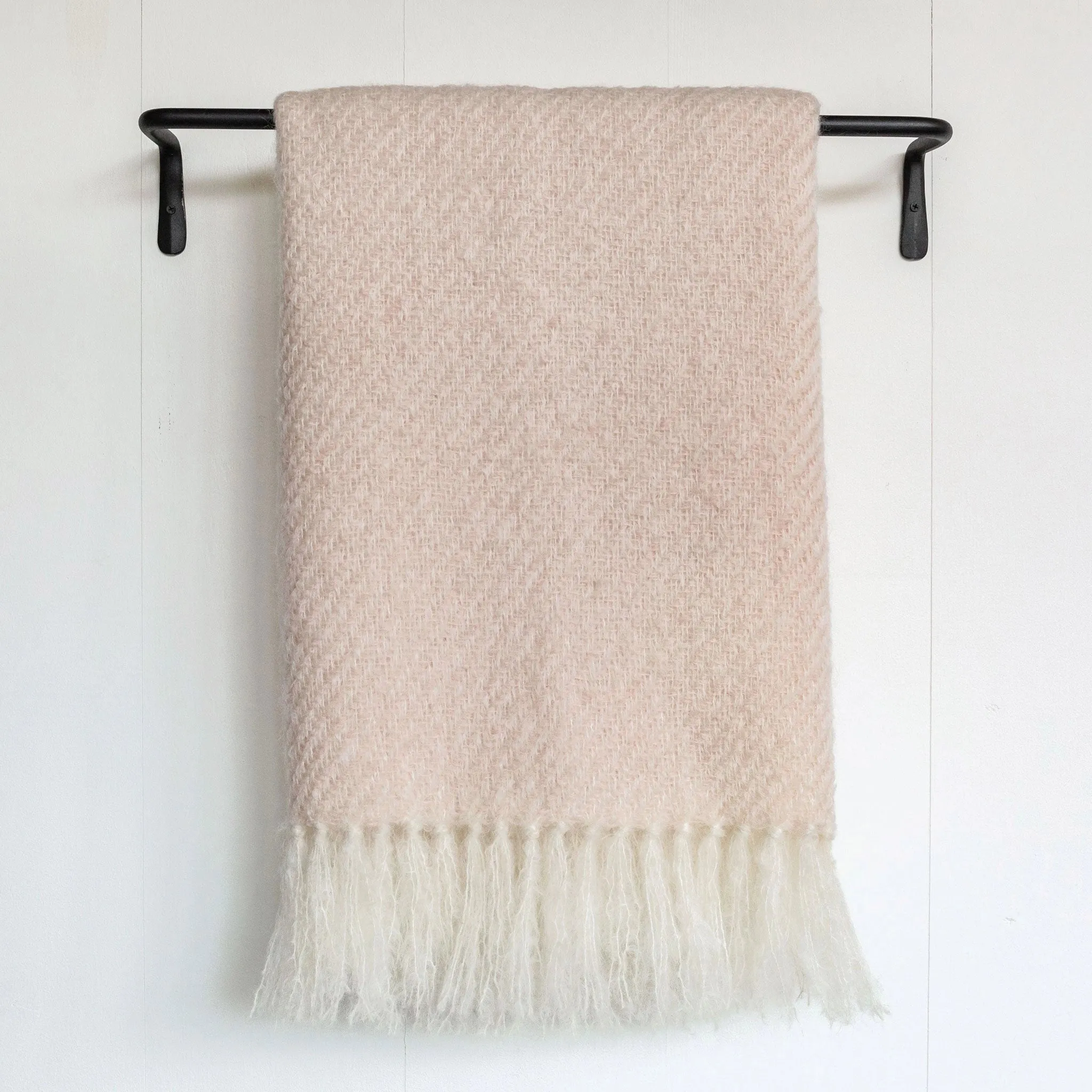 Blush Pink Handwoven Mohair Throw