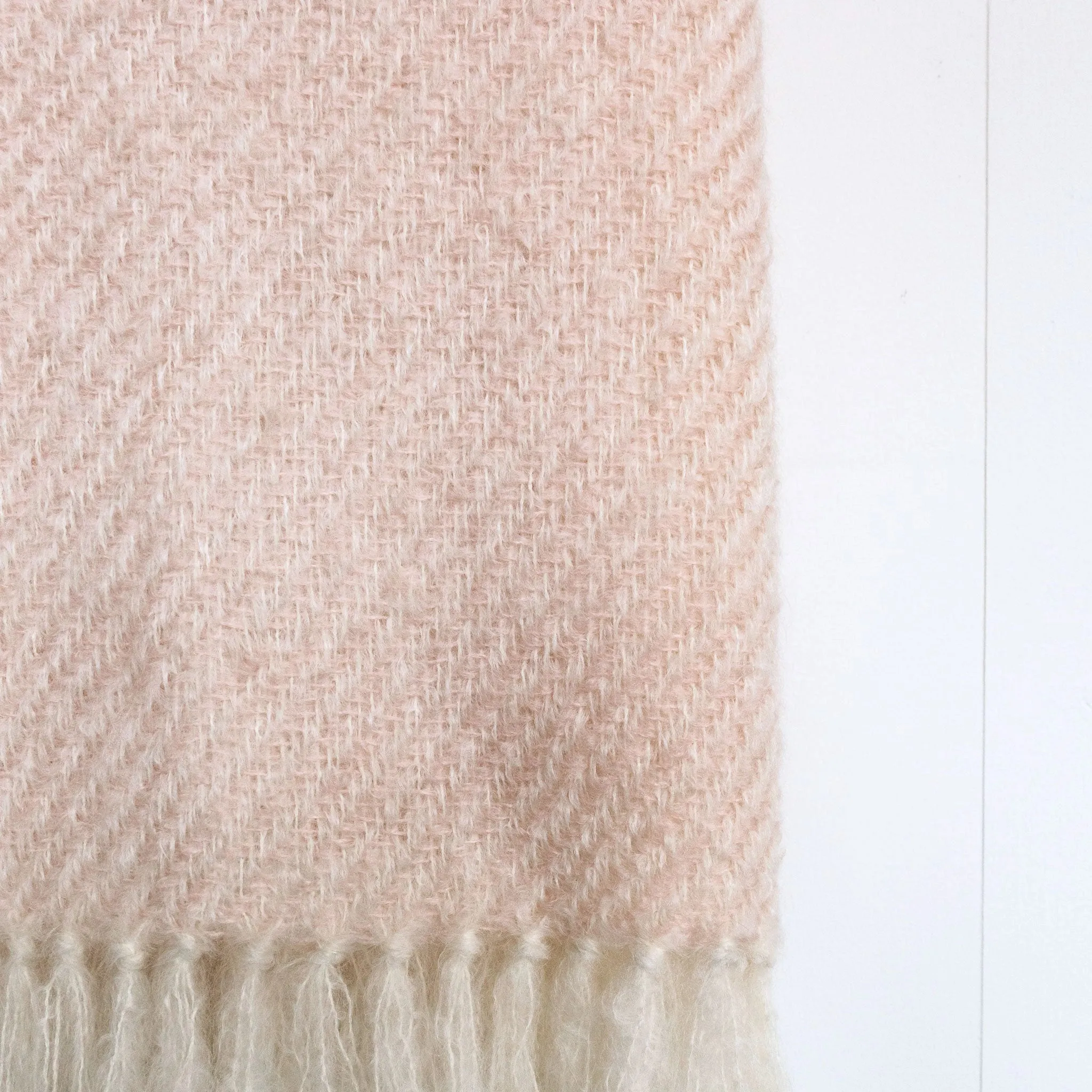 Blush Pink Handwoven Mohair Throw
