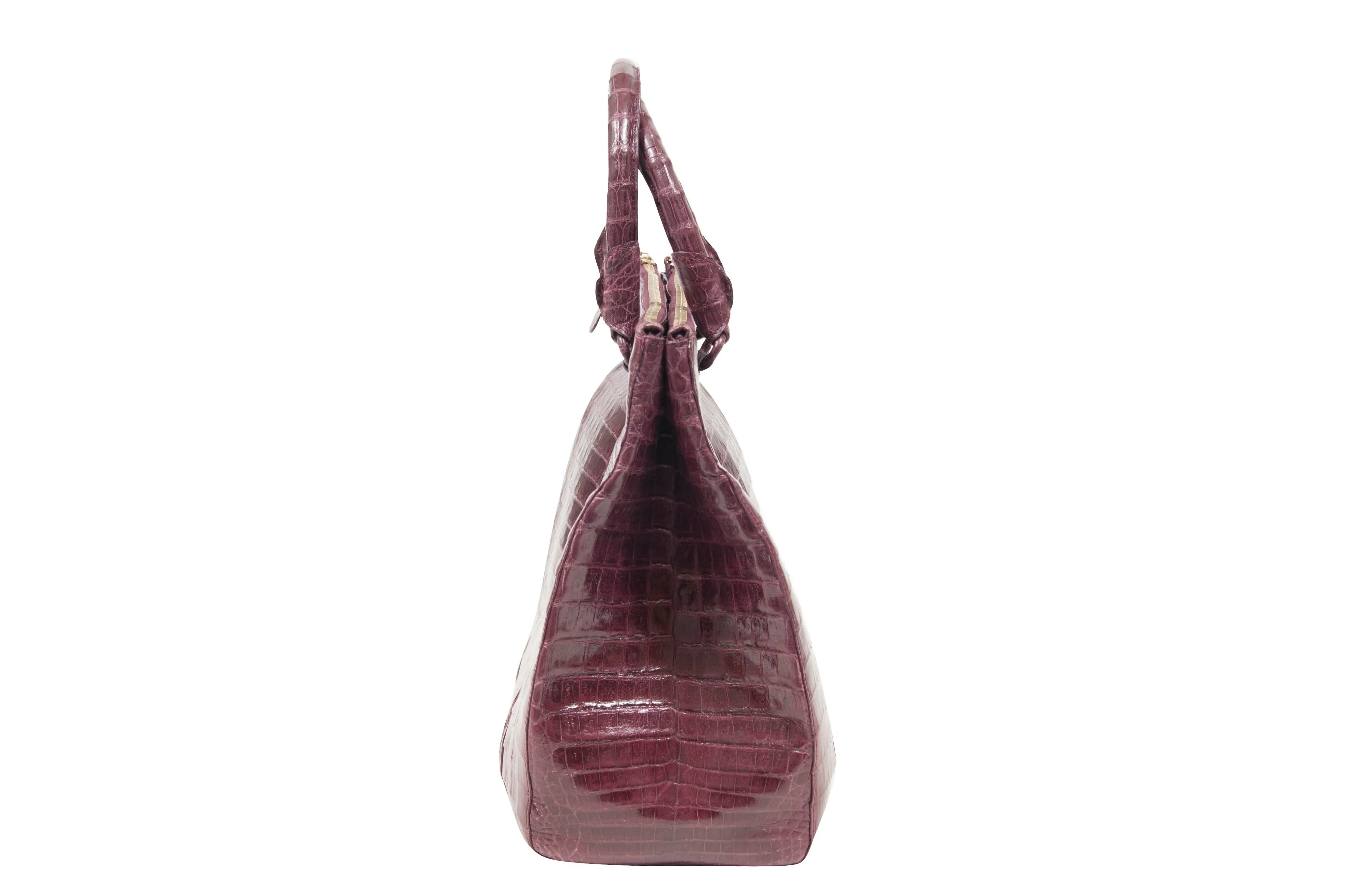 Bordeaux Crocodile Crossbody Bag
