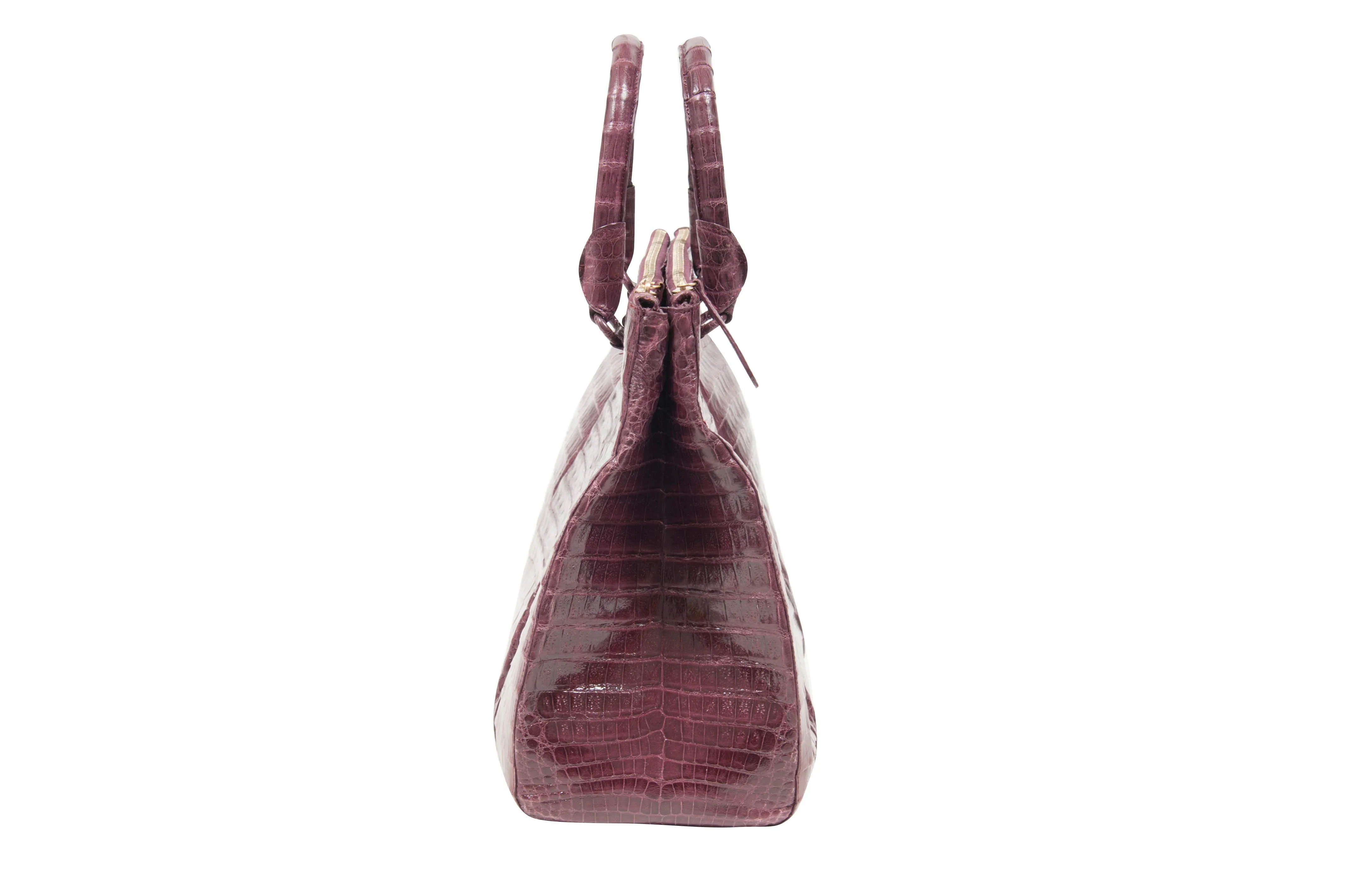 Bordeaux Crocodile Crossbody Bag