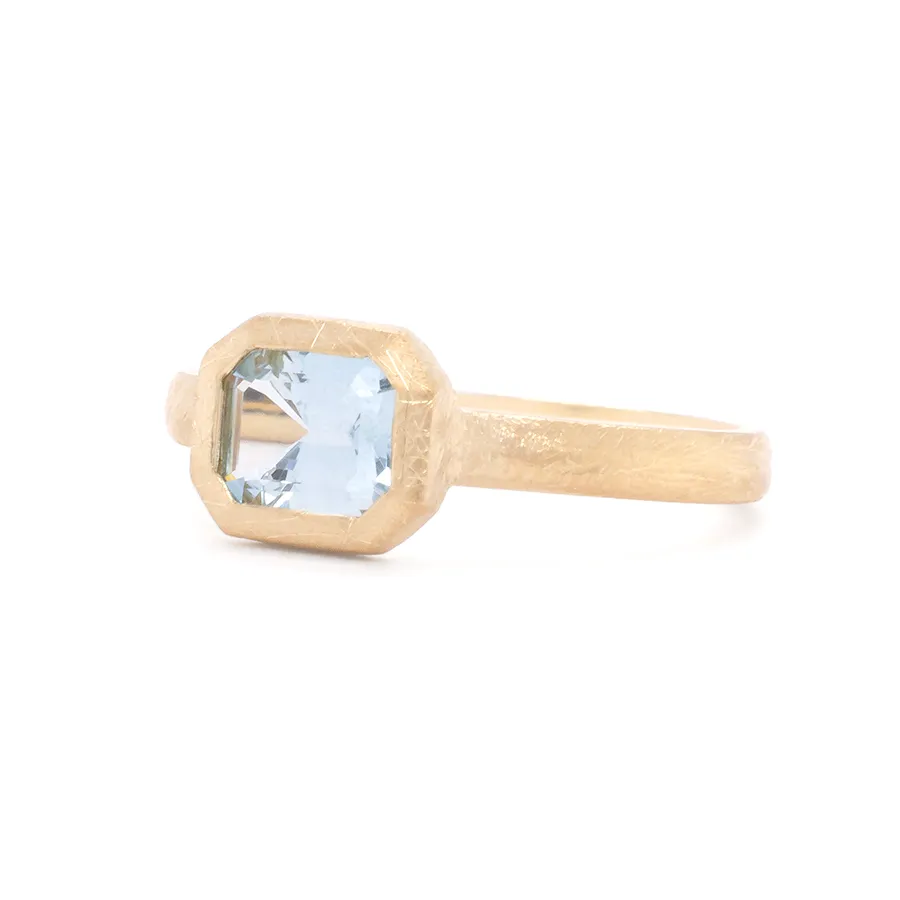 'Boulder' Emerald Cut Aquamarine Ring