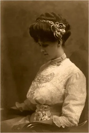 BW-51 Seated Woman with Hair Decor - Vintage Image