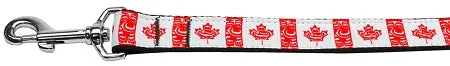 Canadian Flag In Swirls Nylon Dog Leash 3-8 Inch Wide 6ft Long