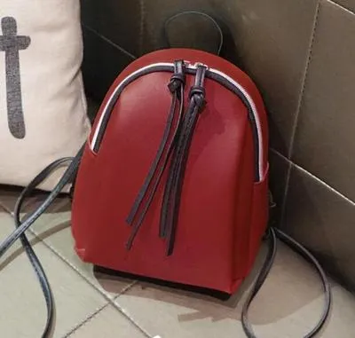 Casual Small Waterproof Backpack Women Solid Color Pu Leather School Bag Simple Mini Zipper Bookbags And Girls Travel Backpacks