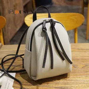 Casual Small Waterproof Backpack Women Solid Color Pu Leather School Bag Simple Mini Zipper Bookbags And Girls Travel Backpacks