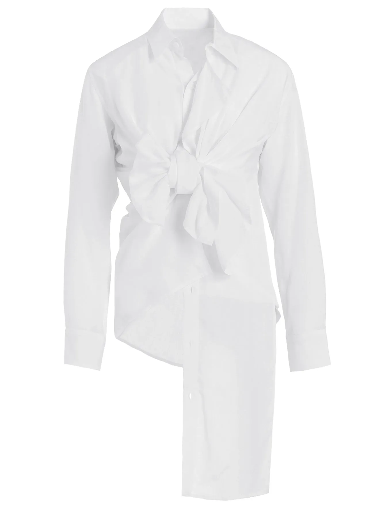 CELLULOSE POPLIN FRONT KNOT DETAIL BLOUSE