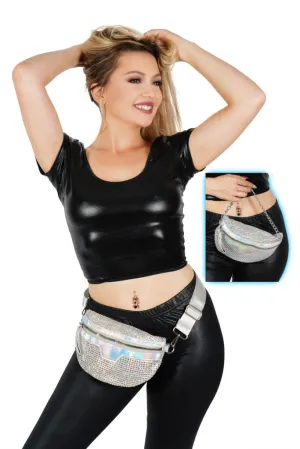 Chain Link and Rhinestone Fanny Pack