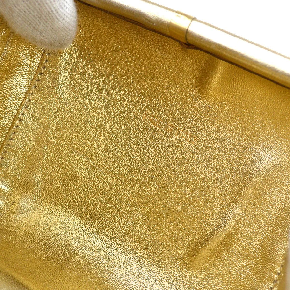 CHANEL 1998 Woven Evening Bag Gold 63979